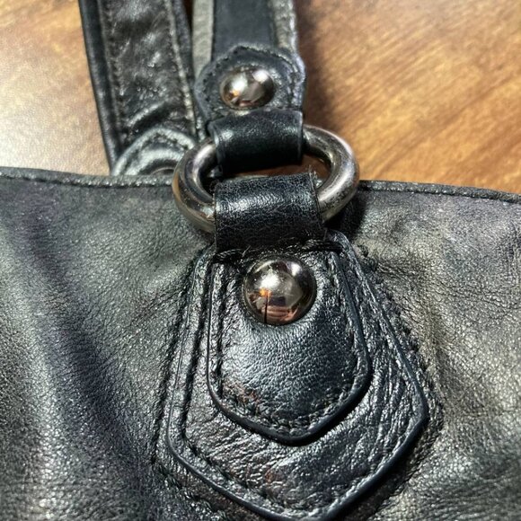 Coach Poppy Black Leather Messenger Bag with Crossbody Strap - Picture 10 of 12